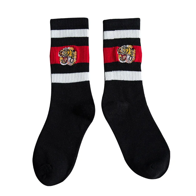 Женские носки с вышивкой в полоску тигра хлопковые вырезом лодочкой Harajuku унисекс