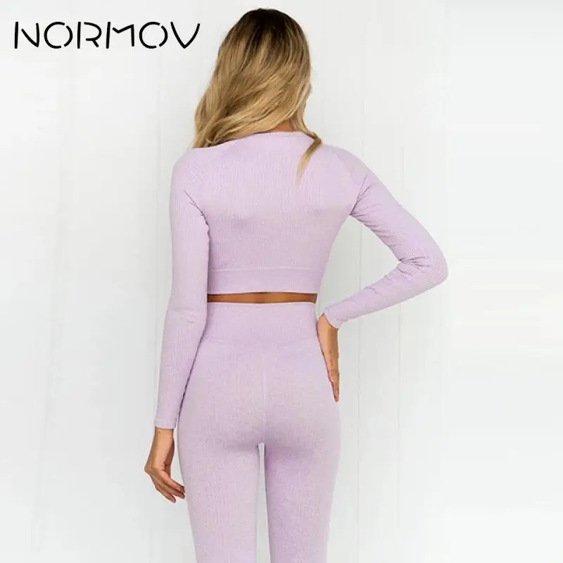 NORMOV женские рубашки бесшовный укороченный топ для тренировок гибкие трикотажные