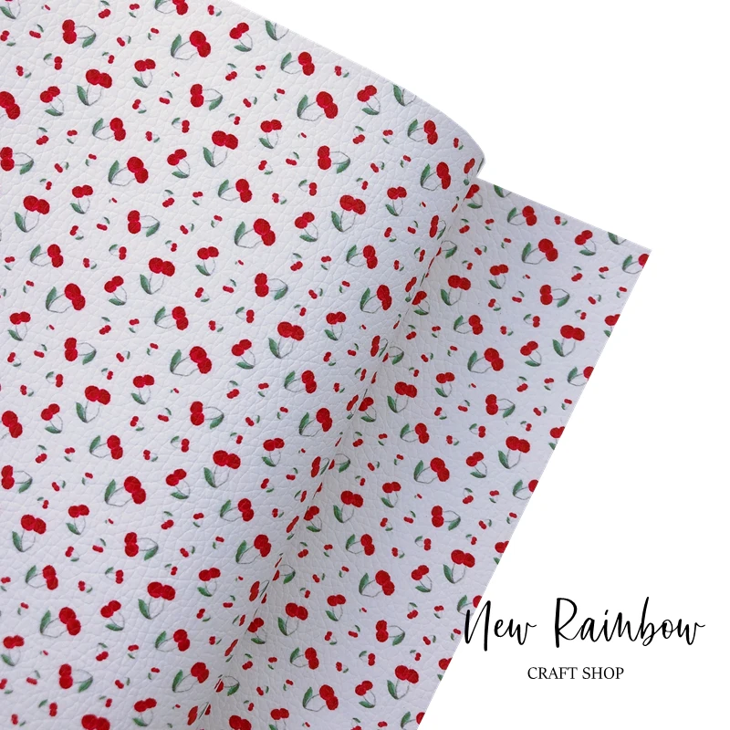 Новая Радуга 30x138 см в рулоне искусственная кожа с маленьким рисунком вишен