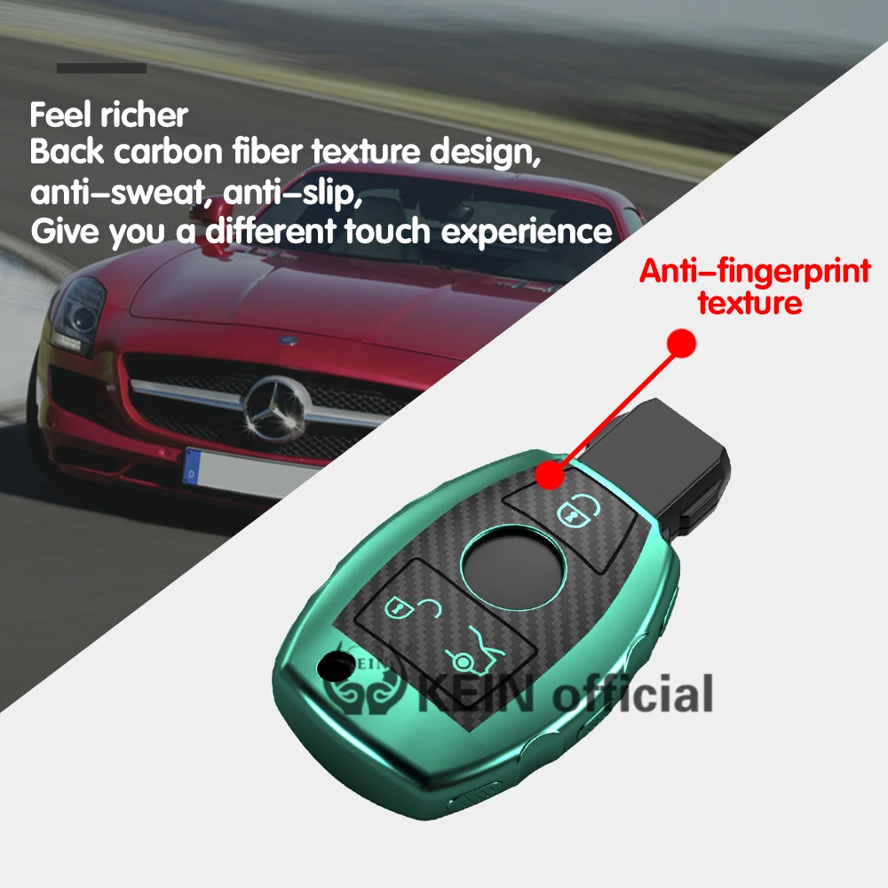 KEIN TPU 3D чехол для ключей из углеродного волокна Mercedes Benz A B C Series W201 W203 W204 C180 E200