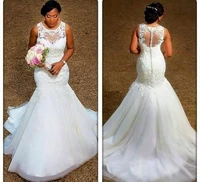 2020 gorgeous mermaid african wedding dresses appliques lace tulle sleeveless trumpet black bride wedding gowns elegant bridal