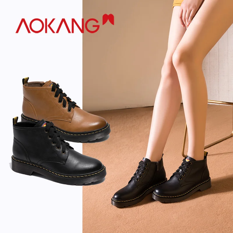 AOKANG/женские ботинки брендовые зимние Новинка 2019 года модные удобные женские из