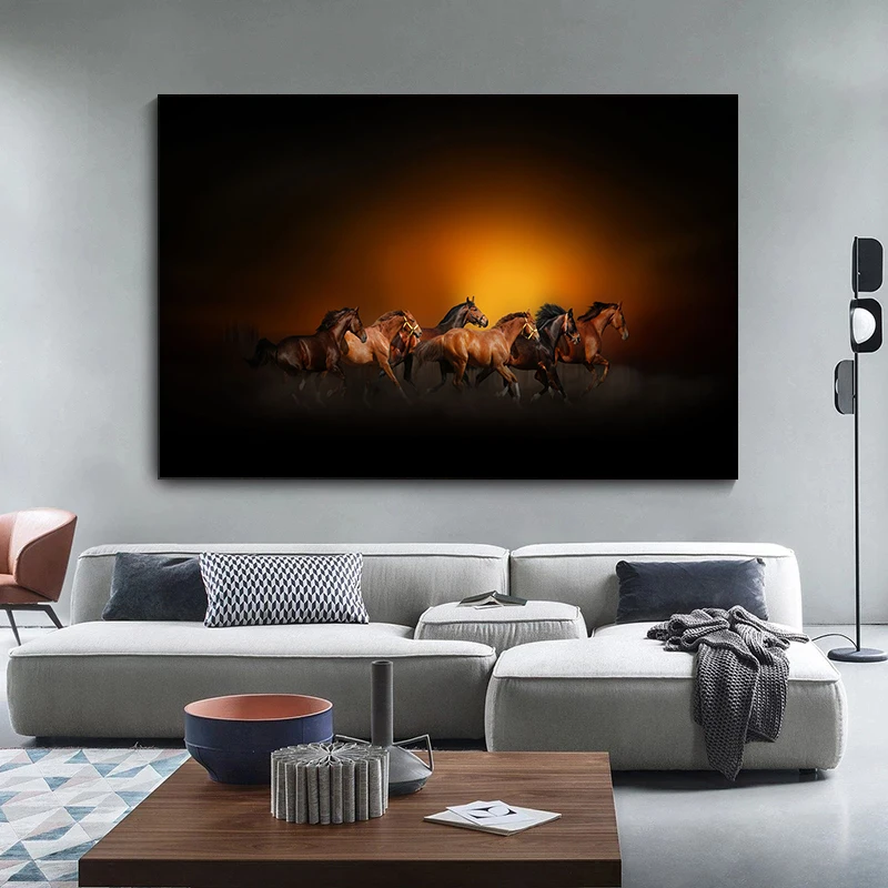Картина маслом на холсте с изображением лошади животное Постер для украшения