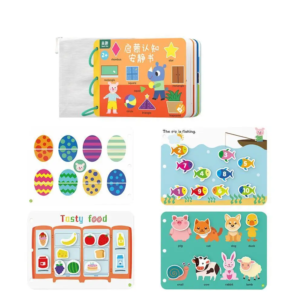 

Тихая книга, детская игрушка, книжка с животными, цифры, подходящая игра-головоломка, занятая книга, Детская развивающая игрушка Монтессори