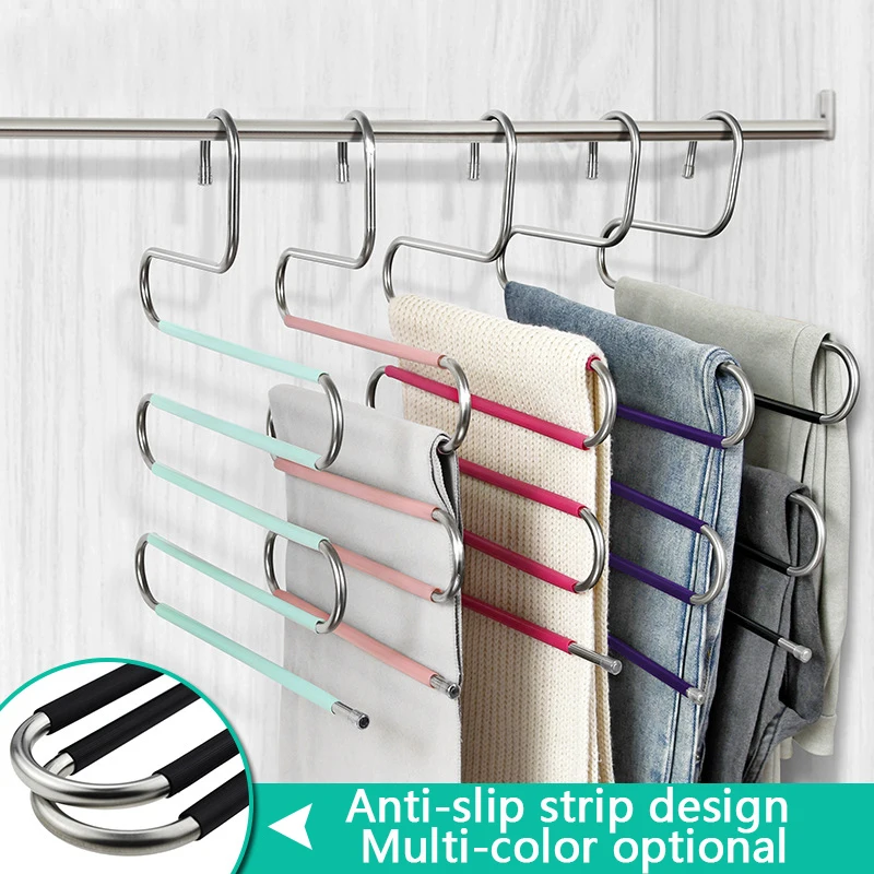

5 layers S Shape MultiFunctional Clothes Hangers Pants Storage Hangers Cloth Rack Multilayer Storage Cloth Hanger 1PC