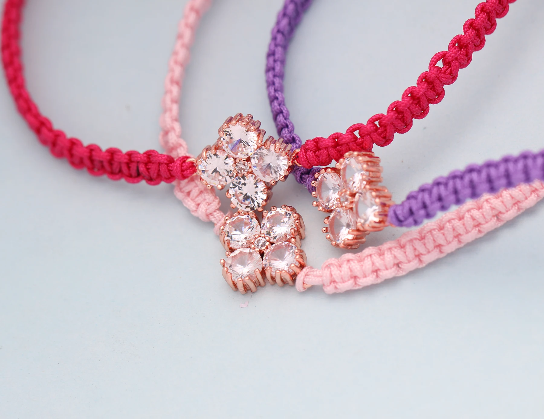 Креативный CZ Кристальный медный цветочный Шарм ручной узел макраме браслет для