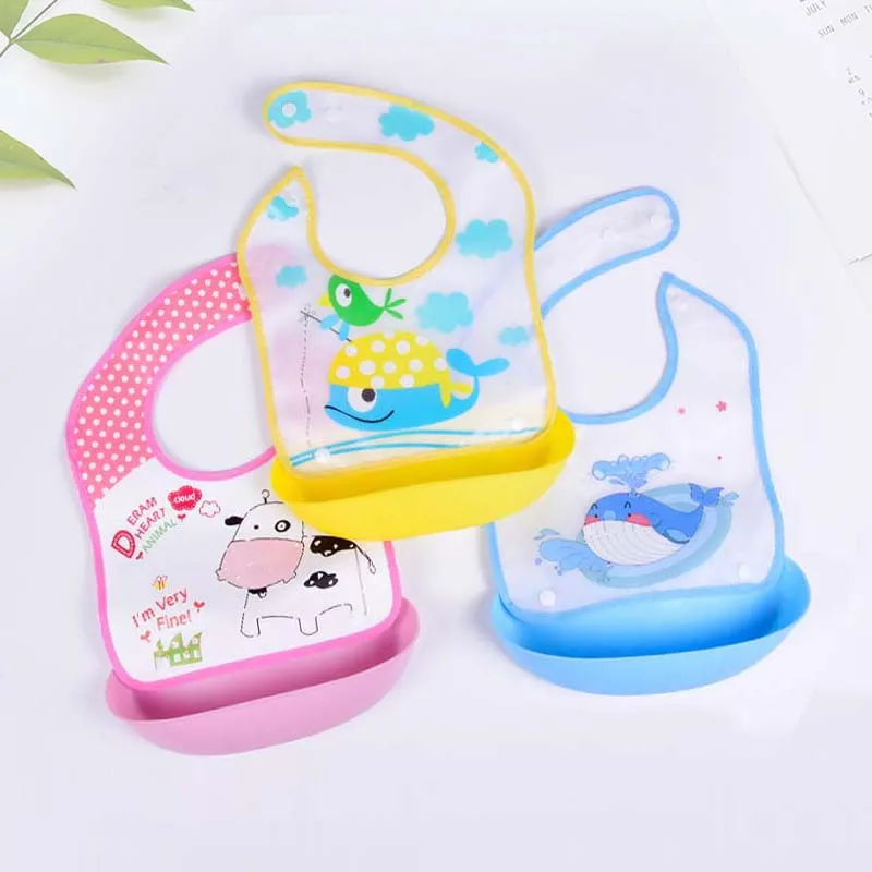 

Baby cartoon EVA bib detachable children's disposable waterproof imitation silicone bib saliva pocket