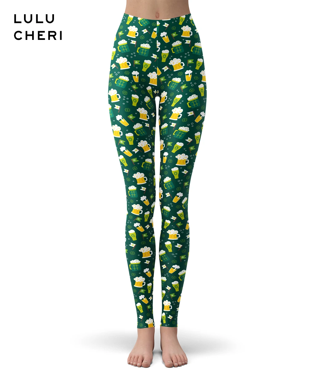 Leaf leggings Новинка, леггинсы с принтом в День Святого Патрика, женские ирландские зеленые штаны с четырехлистным клевером, вечерние Эластичные Обтягивающие леггинсы для фитнеса - Цвет: Leaf leggings
