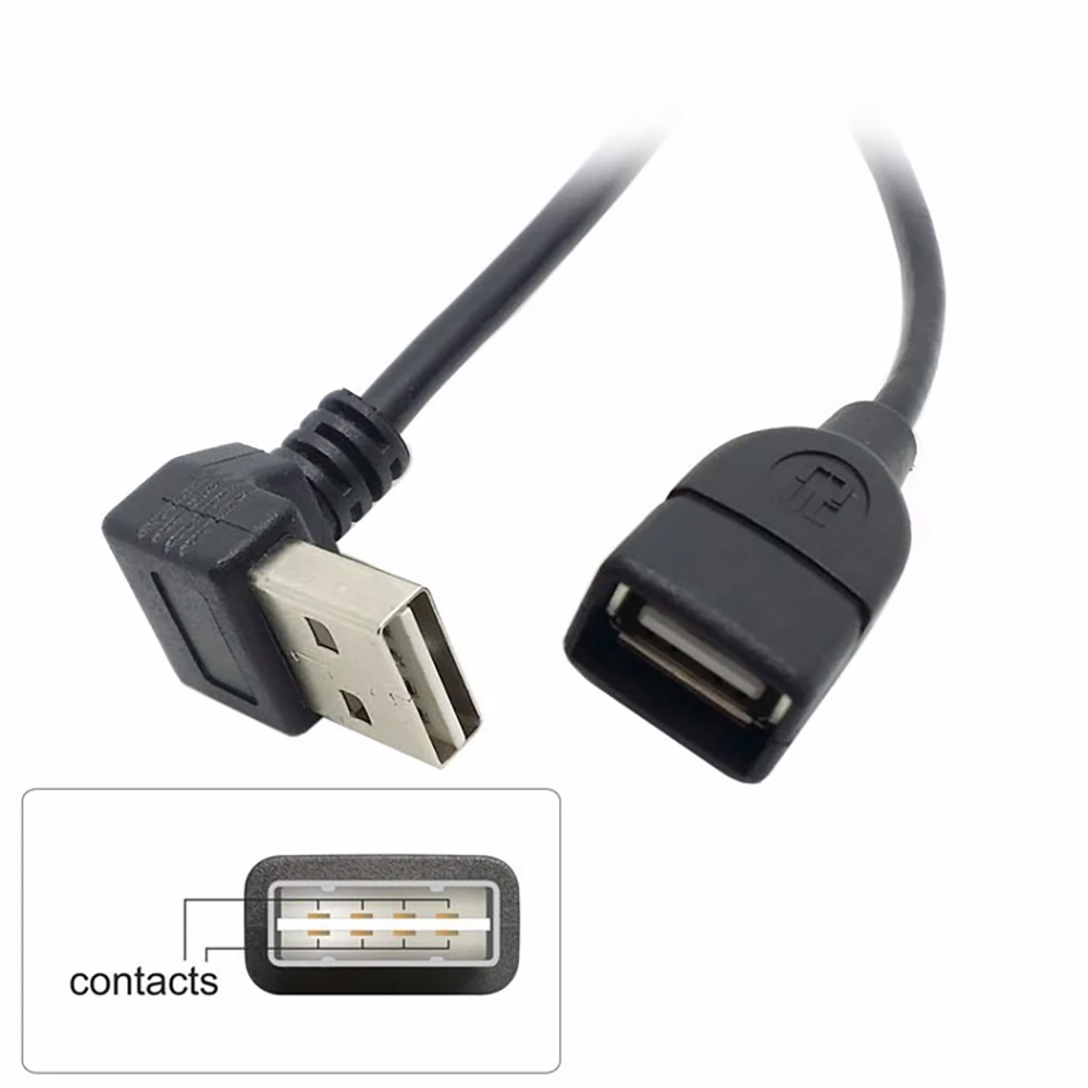 

100CM 3FT USB 2.0 Male to Female Extension Cable 100cm Reversible Design Up & Down Angled 90 Degree 1M
