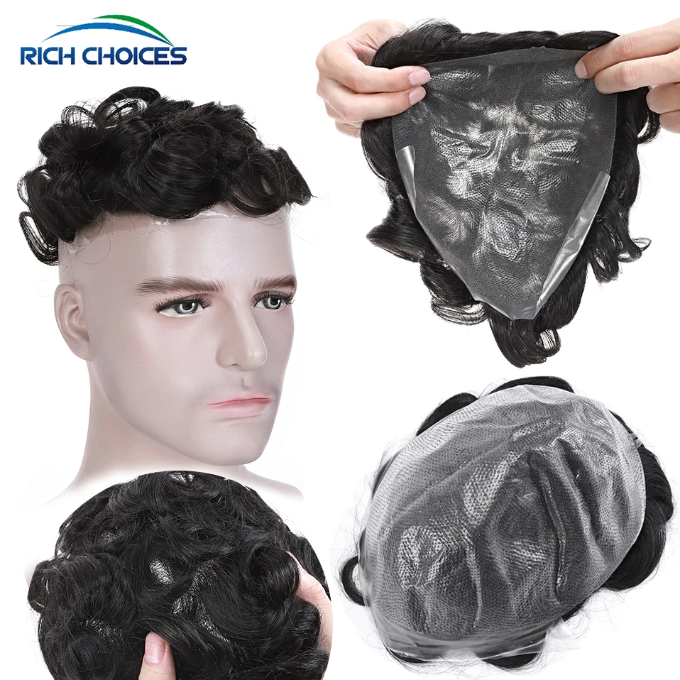 Rich Choices Men Hair Toupee 0.04mm Thin Skin Full PU Wig 8x10 Men's Capillary Prothesis Natural Human Hair Systems Hairpieces