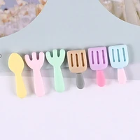 20pcslot resin simulation small tableware fork shovel spoon shape charms cream phone case hair jewelry accessories