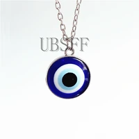 simple double sided evil eye thin pendant women jewelry necklace turkish lucky fashion evil eye necklace blue evil eye greek