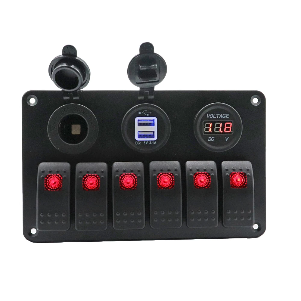 IZTOSS 12V-24V DC 6 Gang морской катер автомобиля RV красный светодиодный переключатель