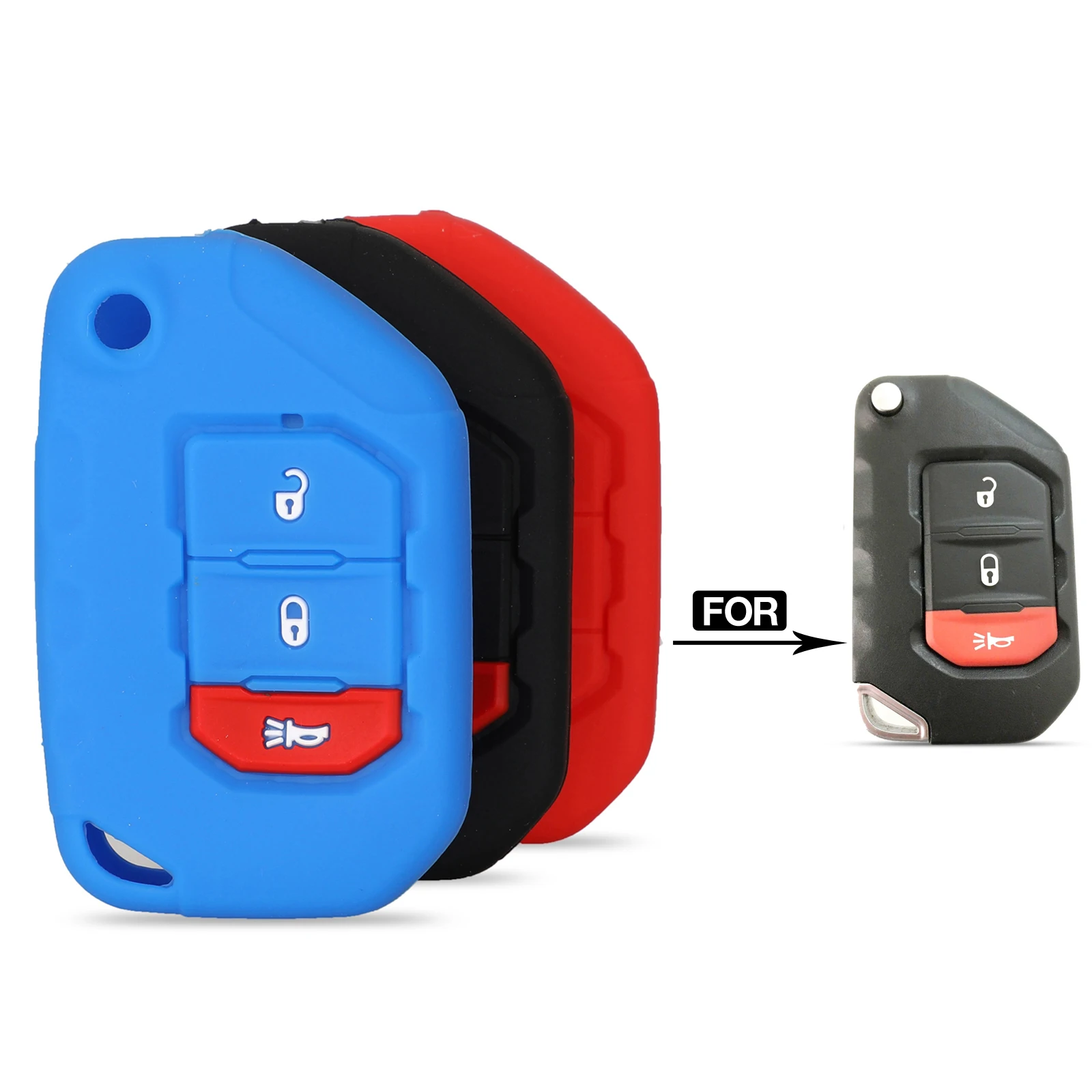 

Kutery 3 кнопки складной пульт дистанционного управления Цветной силиконовый резиновый автомобильный ключ чехол для Jeep Wrangler JL 2018 2019 замена про...