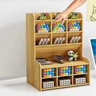 Деревянный Настольный органайзер, многофункциональная настольная подставка сделай сам для подставка для ручек и карандашей, принадлежности для дома и офиса