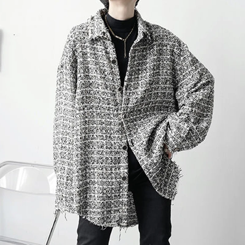 Мужская одежда IEFB модная клетчатая куртка в Корейском стиле Новинка осени 2022