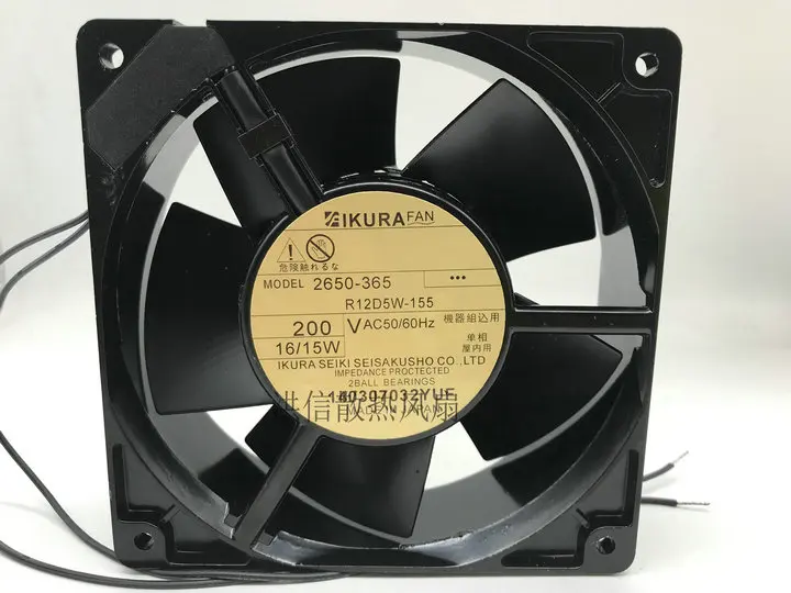 

200 в 120 мм 12 см 2650-365 Ikura R12D5W-155 220 В переменного тока 50/60 Гц 16/15 Вт 120x120x38мм высокая термостойкость промышленный чехол-вентилятор