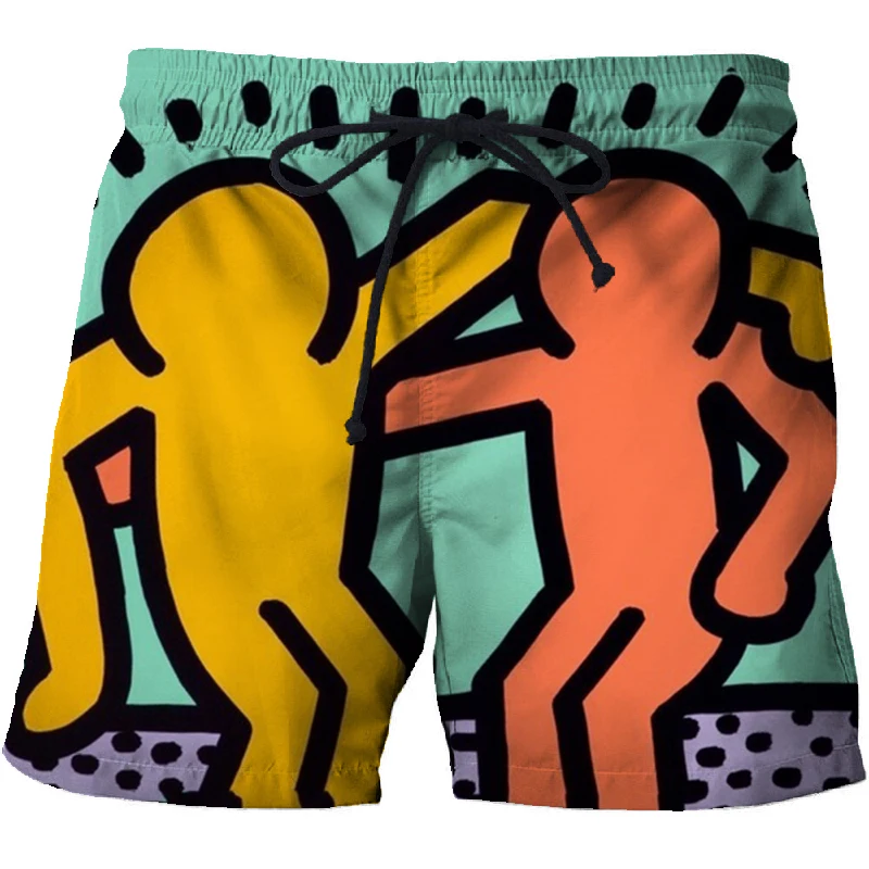 

Hot sale beach shorts graffiti painting 3D printing men's beach shorts casual swimming trunks streetwear fashion sports pants