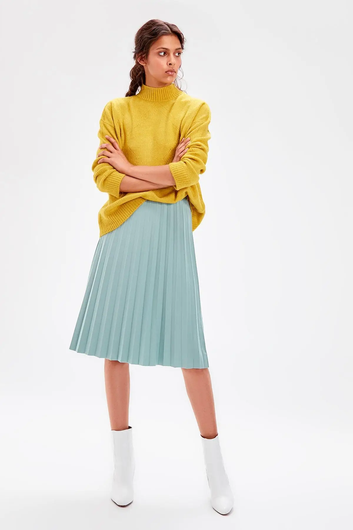 Trendyol Mint Pilise трикотажная юбка TWOSS19FV0195|Женские юбки| |