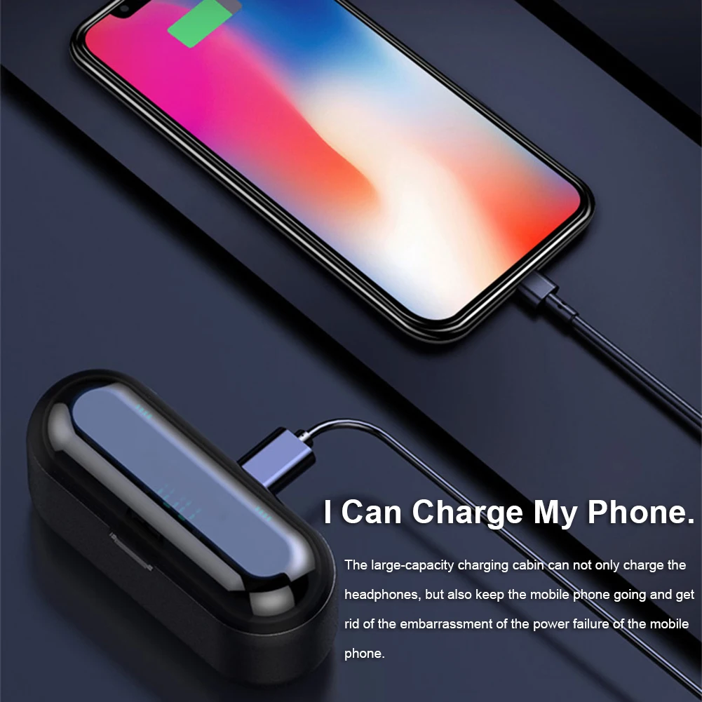 Мини Bluetooth 5 0 Беспроводной наушники Мощность Дисплей сенсорный Управление