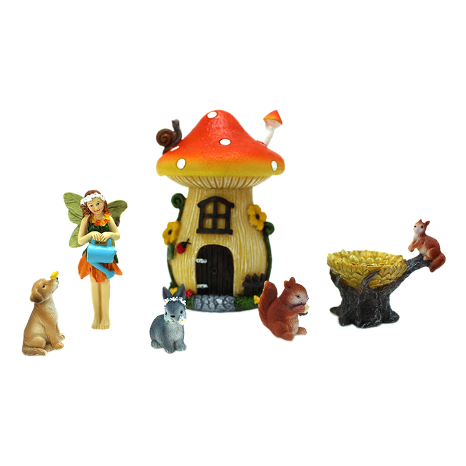 

6x Mushroom Animal Landscape Patio Yard Lawn Fairy Miniature Garden Ornaments & Statues Accessories