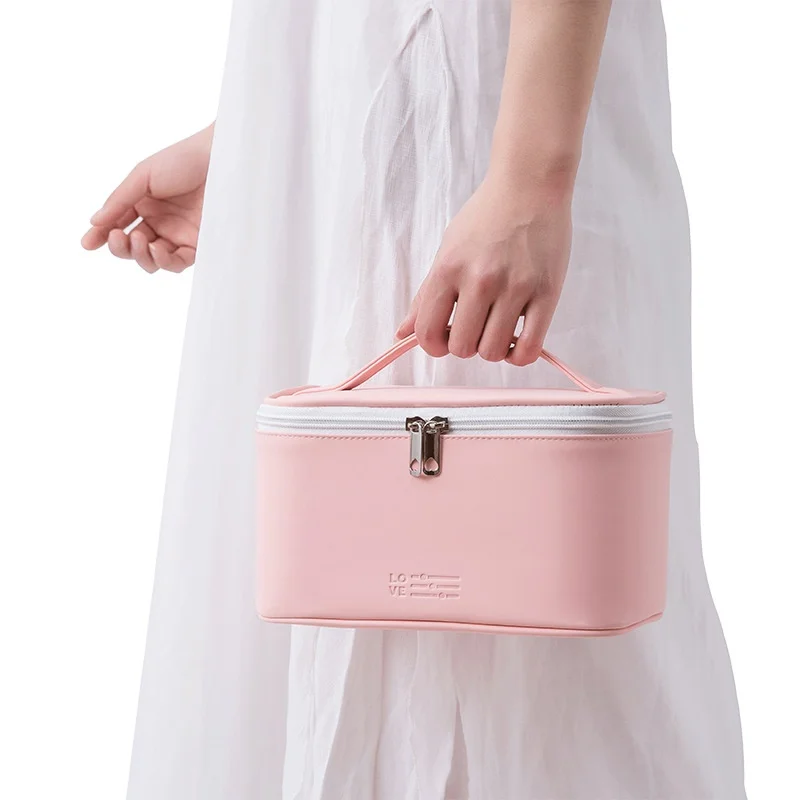 

Travel Cosmetic Storage Bag Portable Maquillage Bags Solid Toiletry Bag Home Pure Leather Large Capacity Makeup Organization