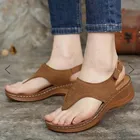 Сандалии женские на платформе, Босоножки с открытым носком, без застежки, Ретро стиль, обувь для отдыха, лето 2021