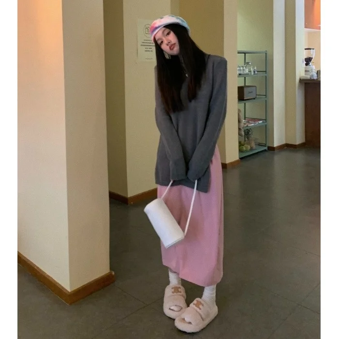 Дизайнерский Повседневный модный костюм женский осенний вязаный свитер с