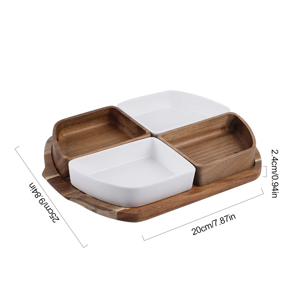 

Dried Fruit Plate Innovative Compartment Snacks Candy Plate With Separate Wooden Tray New Year Nut Living Room Storage Box