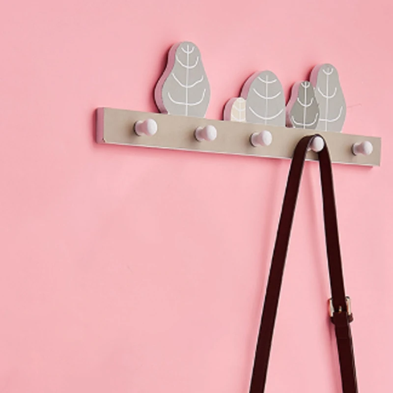 Деревянный мультяшный держатель для ключей настенные полки вешалка пальто