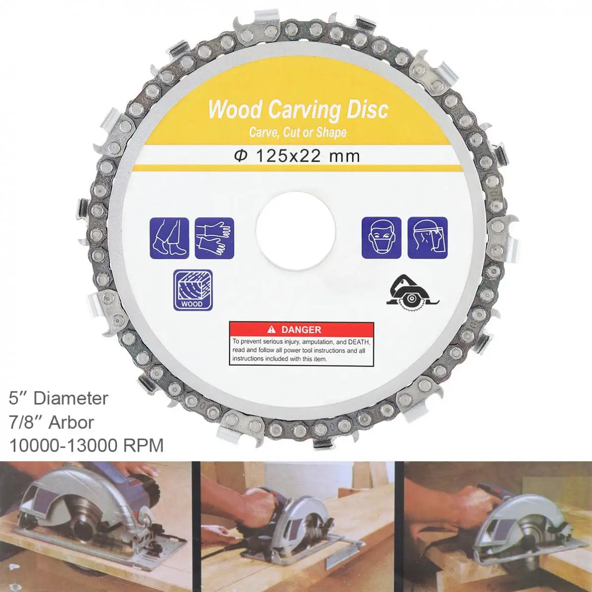 

5 Inch Saw Blades 125 x 22mm 14 Tooth Grinder Disc Wood Carving Disc Angle Fine Abrasive Cut Chain Disc Timber Slotted Sawblade