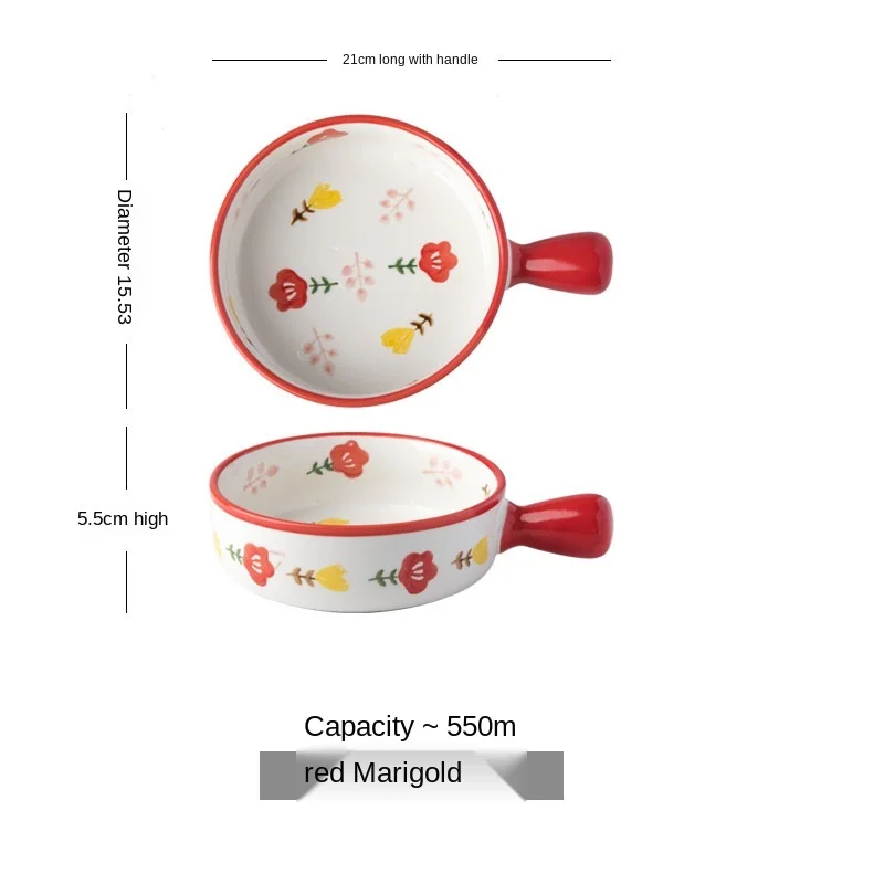 

Ceramic Baking Baking Bowl Microwave Oven Oven Special Use Bowl Creative Personal Household Handle Watchband Handle Baked