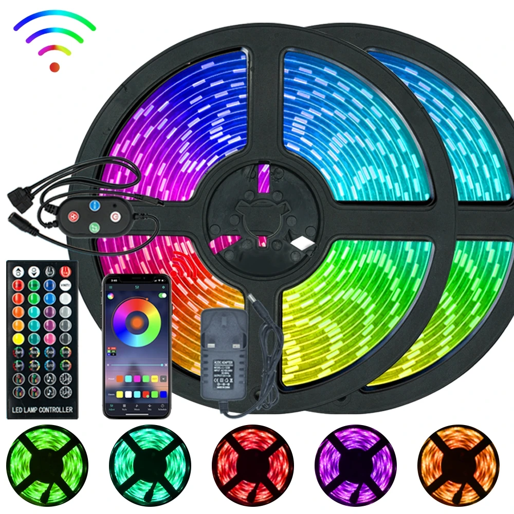 

LED Strip Light WIFI Control luces RGB 5050 SMD 2835 Waterproof Flexible Ribbon Diode Holiday Decoration DC12V 5M 10M 15M