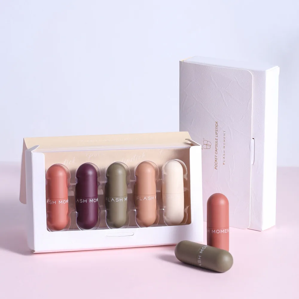 Симпатичный матовый мини помада FlashMoment 5 цветов долговечный набор Помады для губ