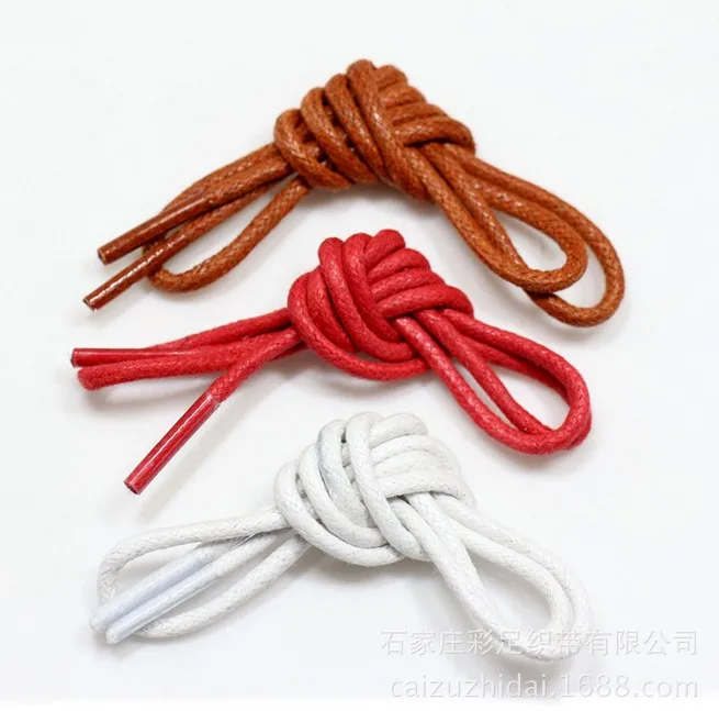 1 Pair Solid Color Waxed Cotton Round Shoelaces Fashion Classic Unisex Waterproof Leather Shoe Laces 80cm 120cm Free Shipping