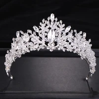 trendy wedding hair accessories silver color baroque rhinestone crystal crown bridal tiara princess party wedding hair jewelry