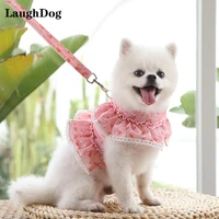 floral lace dog harness leash cute pet cat harness for small fogs leash puppy lace dress vest walking dog supplies chihuahua pug
