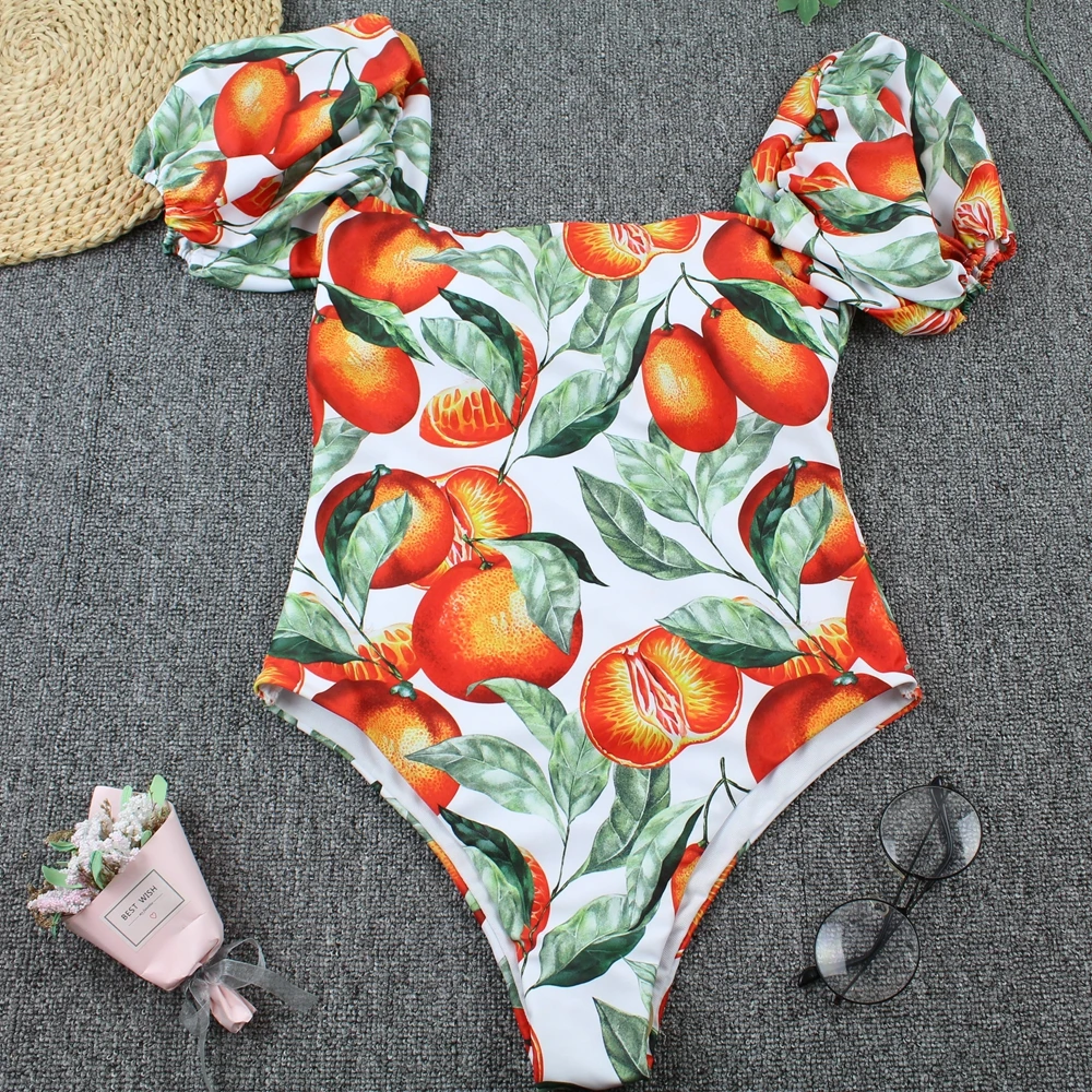 Новые пикантные пышными рукавами Одна деталь купальный костюм Для женщин 2021