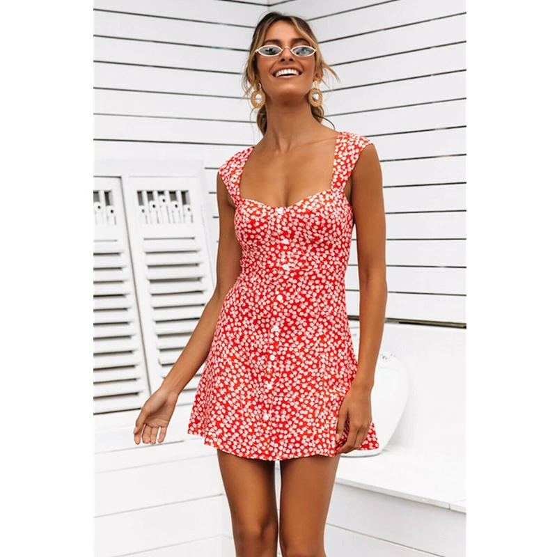 Новинка 2019 женское платье летнее бохо с цветочным рисунком рюшами на шнуровке