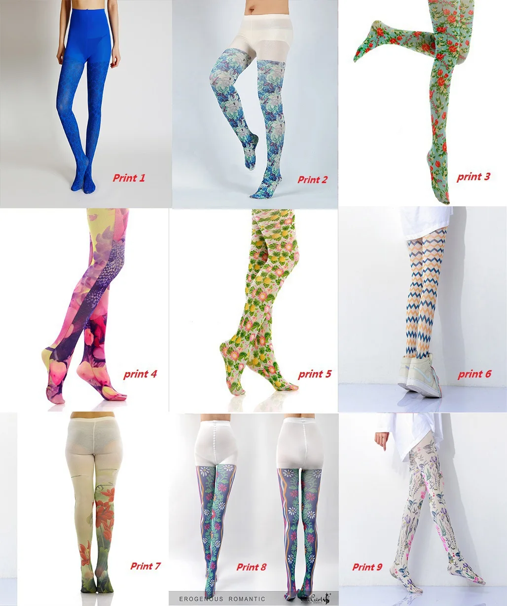 Hot Sale Designers High Quality Digital Print Tights Fashion Paint Pattern Pantyhose Soft Winter Colorful Stockings Womens Girls