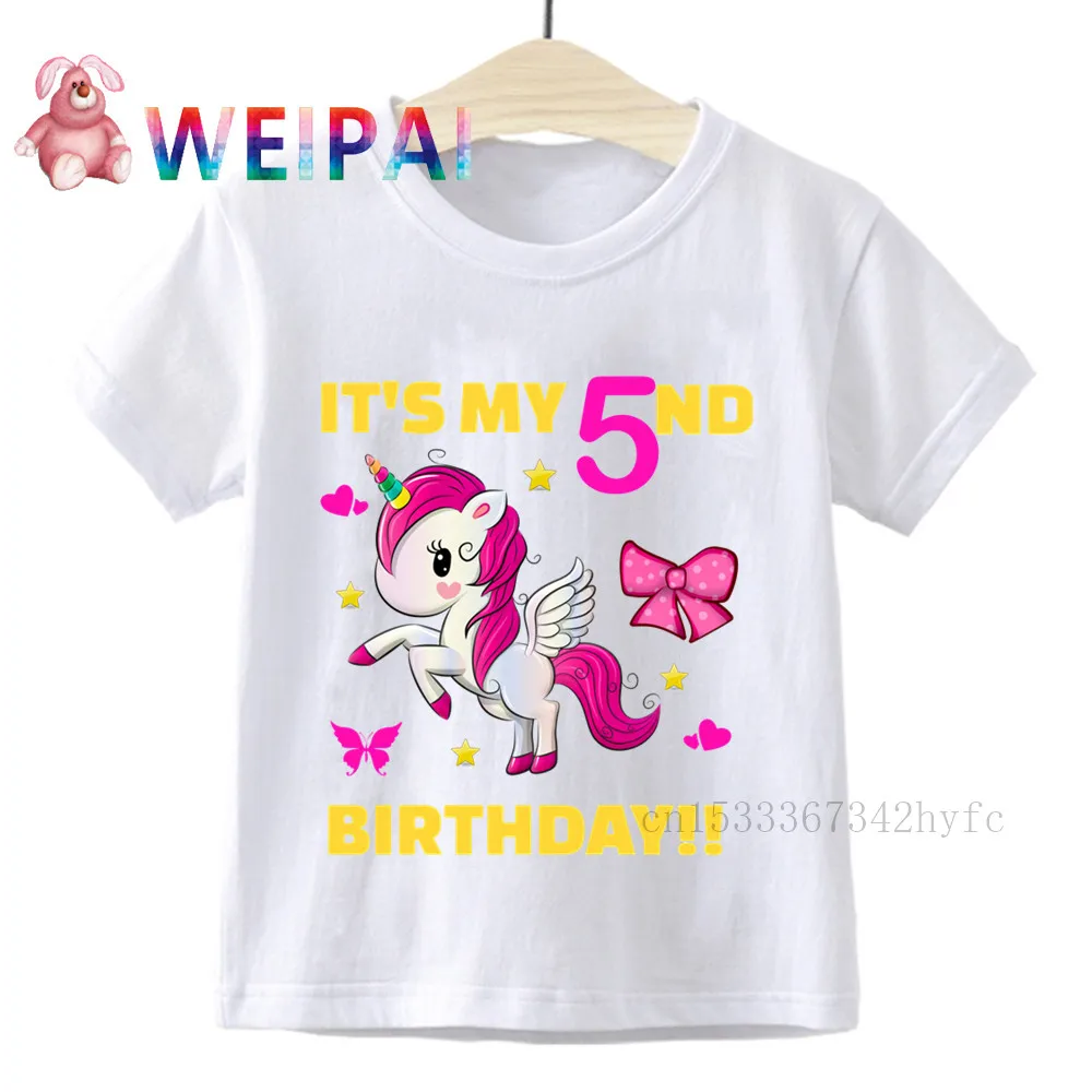 Детская футболка с надписью It Is My 1 2 3 4 5 Birthday Unicorn Number для детей 1-9 лет Подарочная