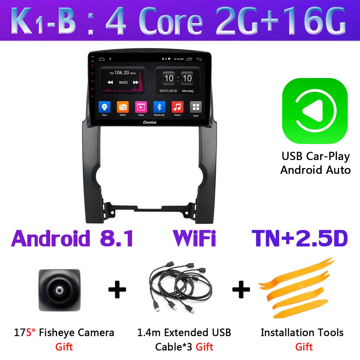 K1-B-CarPlay 360 ° камера 4G LTE Android 9,0 8Core 4G+ 64G SPDIF DSP CarPlay автомобильный мультимидийный Навигатор Радио для KIA Sorento 2009 2010 2011 2012 2013 - Цвет: K1-B-CarPlay