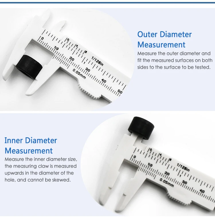 5pcs Mini 80mm Plastic Sliding Vernier Caliper Gauge Measuring Tool Ruler Micrometer Gauge White Blue Black color optional