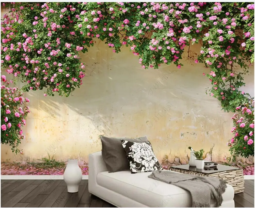 

custom mural wallpaper on the wall Modern rose flower vine in the living room home decor 3d photo wallpaper for walls in rolls