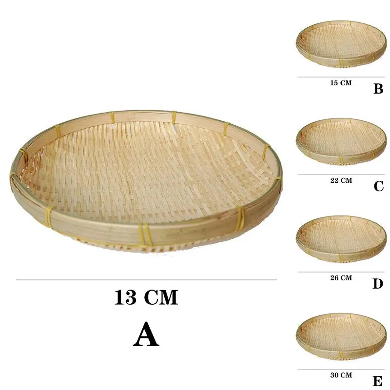 Ручной бамбуковый Плетеный Круглый поднос для хранения фруктов блюдо из ротанга