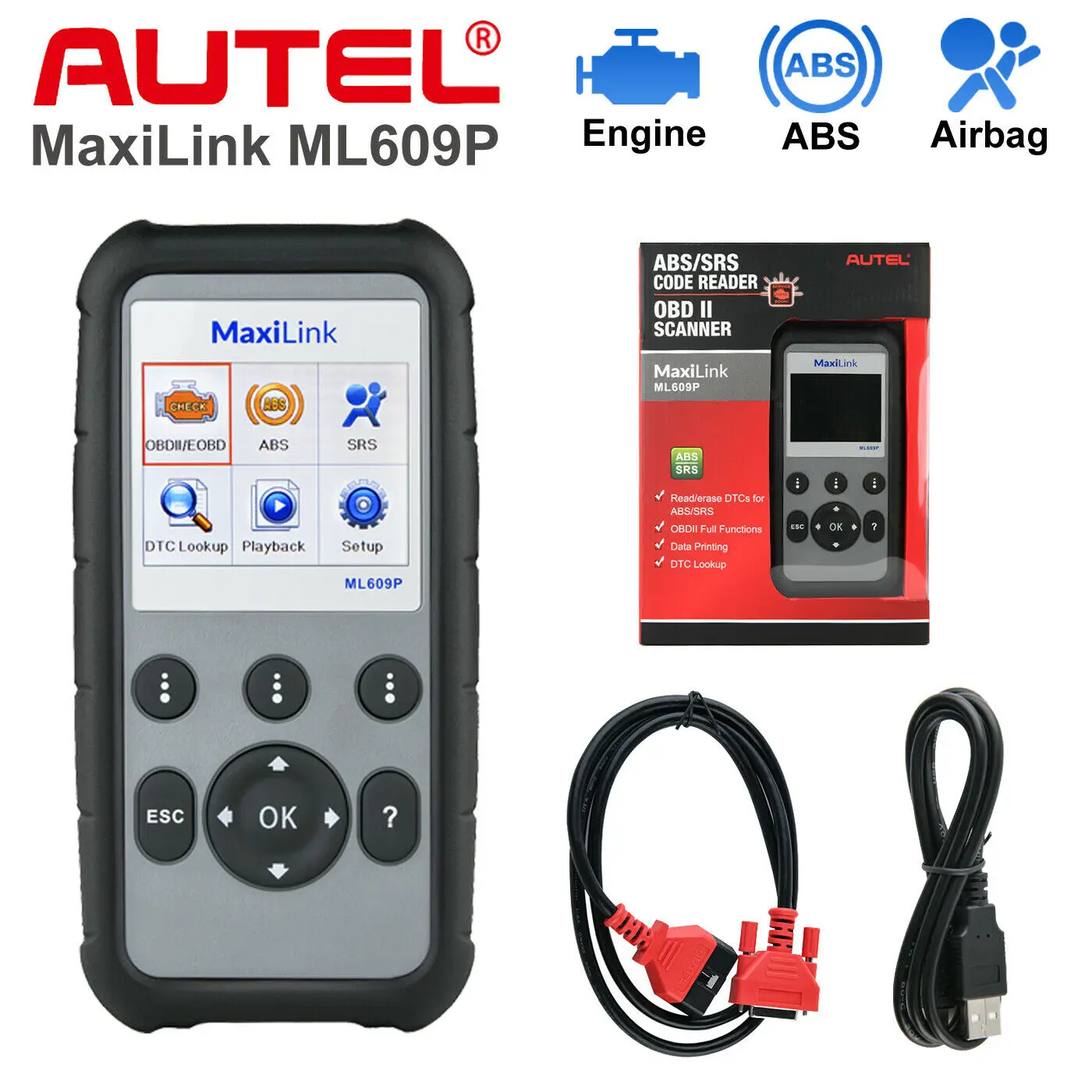 

Autel MaxiLink ML609P OBD2 сканер считыватель кодов автомобильный диагностический инструмент ABS SRS Escaner автомобильный диагностический Профессиональны...