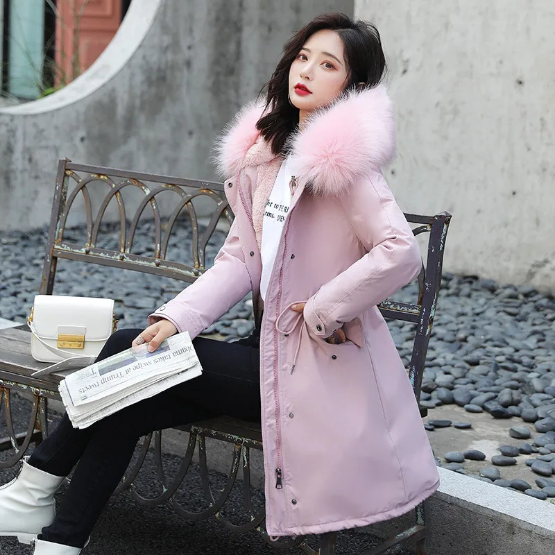 Женское зимнее пальто свободные зеленые парки с капюшоном из искусственного