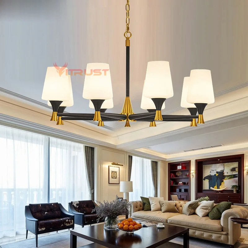 Modern Chandelier Lamps Lights Iron Lampshade Vintage LED Chandeliers Living Room Bedroom Dining Restaurant Hanging Light | Освещение