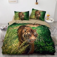 180x210cm size animal tiger design printed 3d bedding sets black duvet quilt cover set comforter bed linen pillowcase king queen