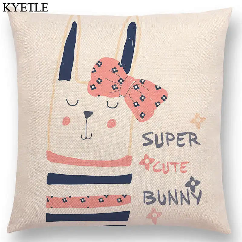 New Cute Cartoon Animals Forest Nature Bear Rabbit Cat Penguin Lion Tiger Bee Happy Cushion Cover Sofa Throw Pillow Case | Дом и сад